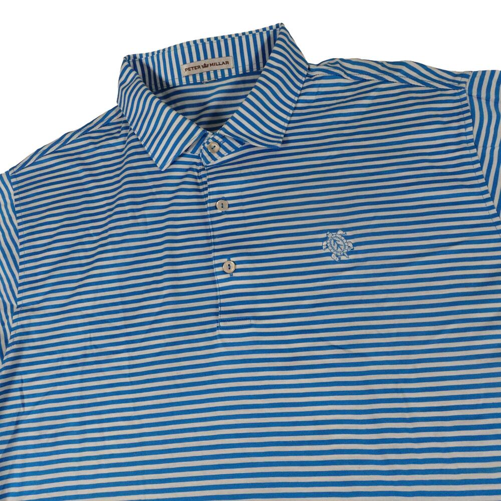 Turtle Creek Peter Millar Cotton Striped Golf Polo Shirt Men's Large